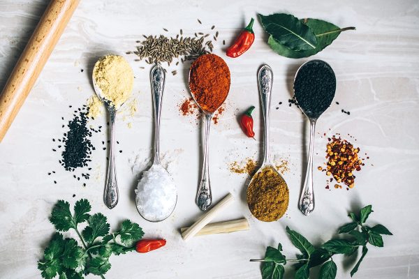 flavors and seasoning with herbs