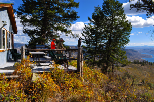 Deck view of Soap Mesa Outfitters cabin.