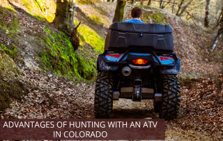 An anonymous man hunting with an ATV in Colorado on a trail.