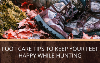 A hunter who has removed their boots to rest their feet - a good example of foot care while hunting.